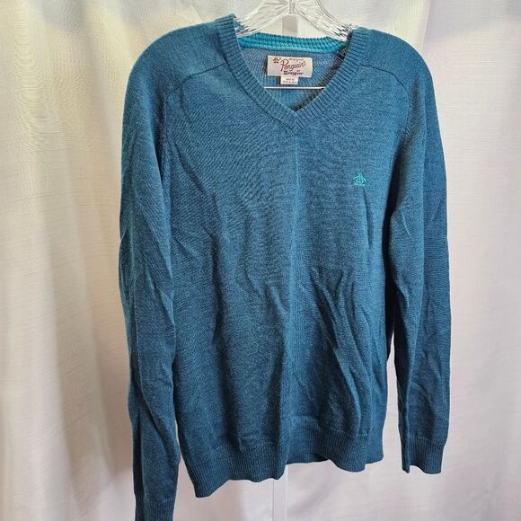 Original Penguin By Munsingwear Teal Merino Wool Sweater Size Medium - Picture 2 of 6